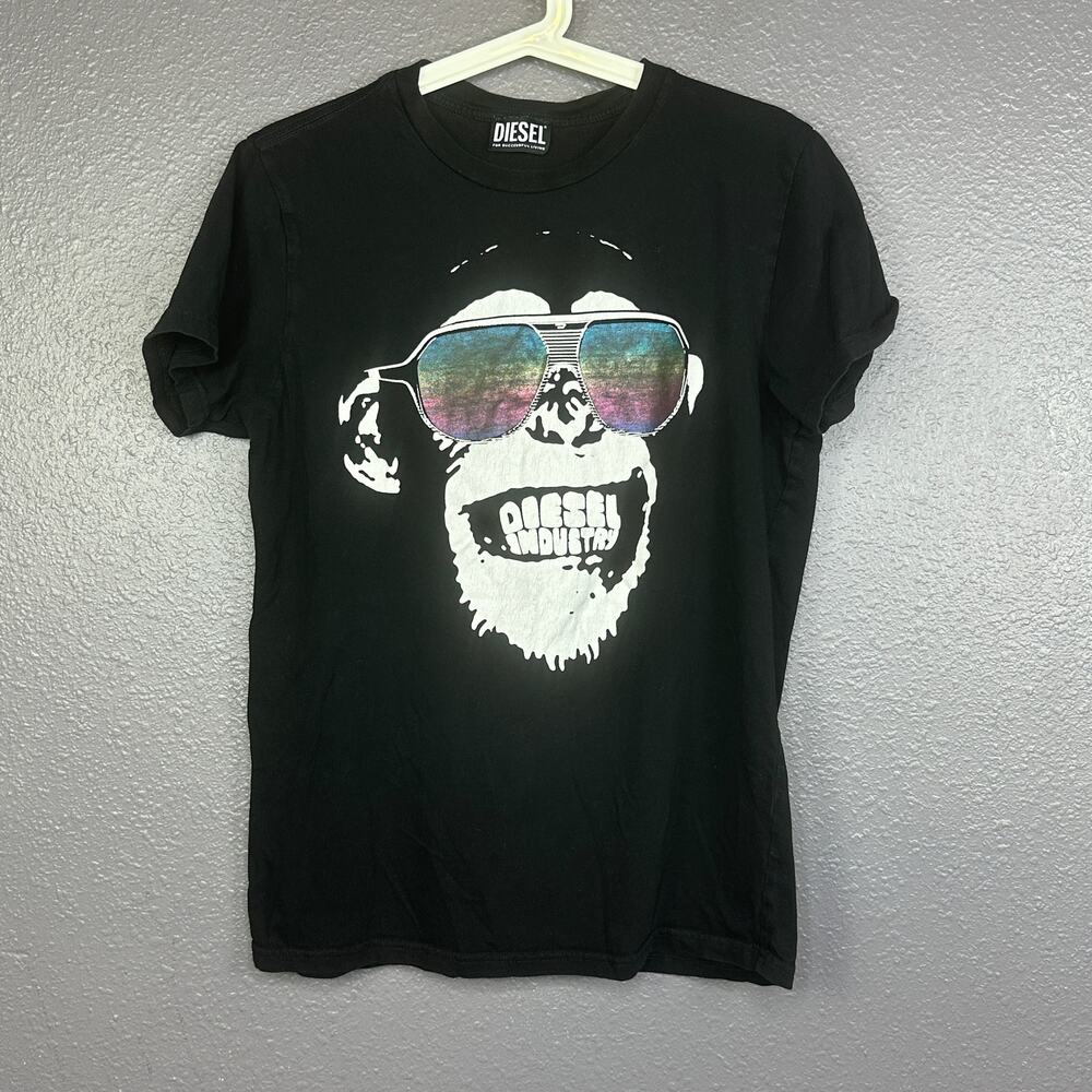Diesel Kids Tee Size 16 Monkey Print Black